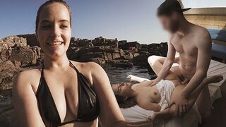 A beautiful German girl is begging for sex on a romantic trip