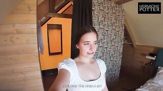 A beautiful German girl is begging for sex on a romantic trip