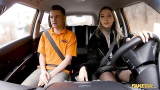 The man passed the exam thanks to the blonde's minet skills