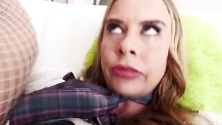 The angel has anal sex in stockings and she is screaming with pleasure