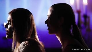 Romantic sex with a guy and two girls in FFM