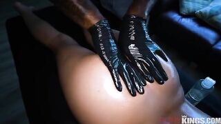 A hot chick does massage, taking a guy's cock in her pussy