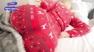 The stepmom receives a gift from her stepson at Christmas