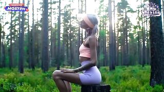 A girl sucks a cock of her neighbor in the forest
