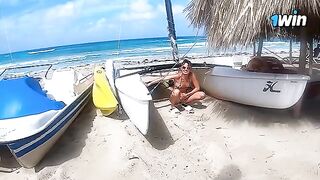 Passionate experience on the beach with a cute 18-year-old teen