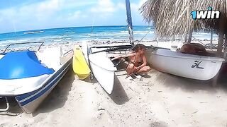 Passionate experience on the beach with a cute 18-year-old teen