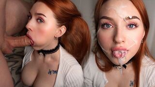 The man quickly cums after the girl's skilful blowjob