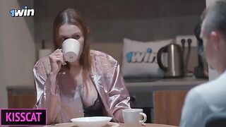 A man surprises his girlfriend with a blindfold and a powerful cock