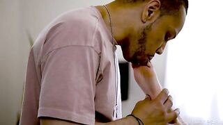 A black man licks the pussy of his blond mistress