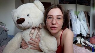 The little girl has a teddy bear best friend