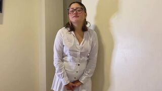 The girl is playing a naughty student with her teacher