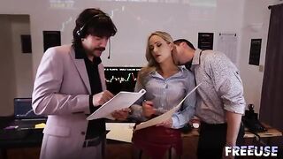 A whore for every trader! A hot threesome in the office!