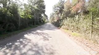 An Amazon woman saddled a guy in a surprise outdoor encounter