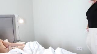 Bouncing on a big cock of a guy with huge balls