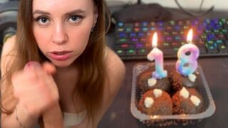 A beautiful woman receives a cock as a gift
