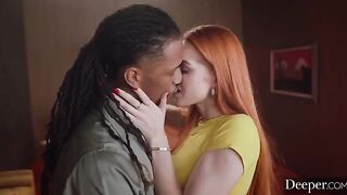 Red-haired beauty isn't bored, she has a sex with a black guy