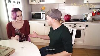 The man came to the kitchen with a thick dick