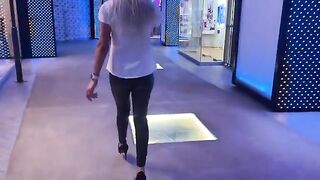 The girl is ready to do everything to achieve the sale