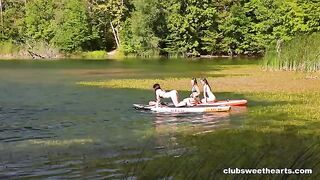 Beautiful lesbians have fun with each other in the park, getting wild