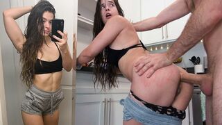 First-time anal sex leads to multiple orgasms for a fit woman
