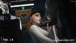 Vanessa gets fucked by a security guard in the office at FNAF Mega Pizzaplex