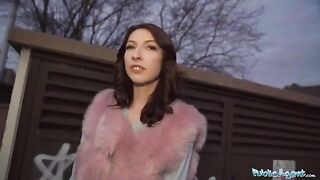 Public agent screwed tight ass girl in public toilet for cash