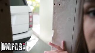 Abella Danger shows her hot savior gratitude by kneeling and taking it all in