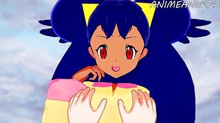 Iris gets humped by a Pokémon in this animated scene