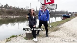 Public sex with cute petite girl Mini Julia, who is hungry for cock