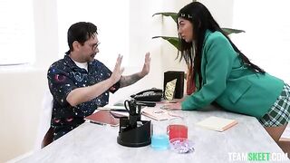 A girl is getting a special treatment from her boyfriend