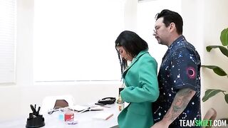 A girl is getting a special treatment from her boyfriend