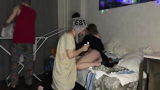 A cute girl was fucked by two boys in a friendly encounter