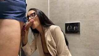 A couple has sex right in the office booth without leaving it