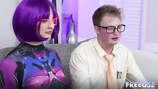 Pretty alien girls also like to have their pussies licked, especially on the couch