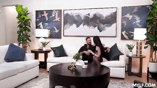 A young cougar has a great time with two guys in an amazing threesome
