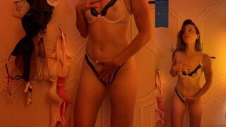 The beginning of a masturbation session with a stunning star, Nadia Foxx