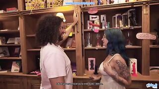 A client in a sex shop is asking for something special from the sales assistant