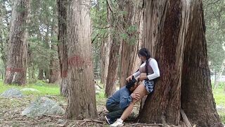 A beautiful woman would agree to have sex in the forest