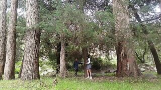 A beautiful woman would agree to have sex in the forest