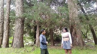 A beautiful woman would agree to have sex in the forest