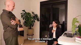 The employee's tongue is useful, she enjoys it very much with her boss in this hot scene