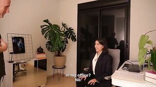 The employee's tongue is useful, she enjoys it very much with her boss in this hot scene