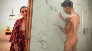 Hot stepmom Sara Black showers with stepson in a steamy scene