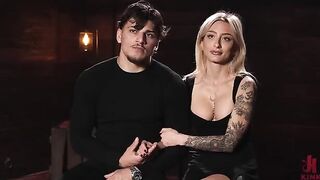 The blonde got tied up and brought to a powerful orgasm