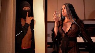 The burglar aimed for safe, got Celeste Alba’s tight pussy instead