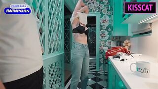 The beautiful maid is a passionate one who loves her work