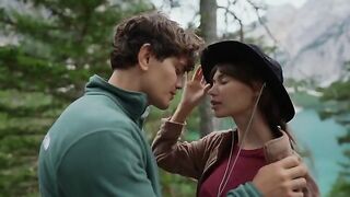 Outdoor sex of a brunette couple in the forest