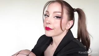 A hot brunette with long pigtails almost broke the bed while fucking