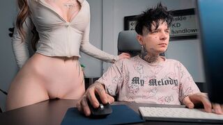 The girl rubs her pussy on the table and calls her boyfriend to fuck her