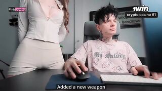 The girl rubs her pussy on the table and calls her boyfriend to fuck her